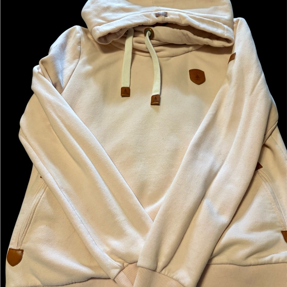 Wanakome Cream Hoodie with Tan Accents